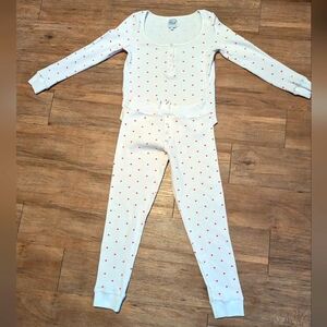 Women's REVOLVE PLUSH Thermal Heart Pajama + Scrunchie Set - RED/WHITE